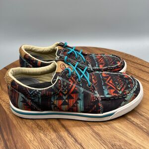 Twisted X Hooey Shoes Womens Size 6.5 M Southwest Aztec Pattern Boat Casual